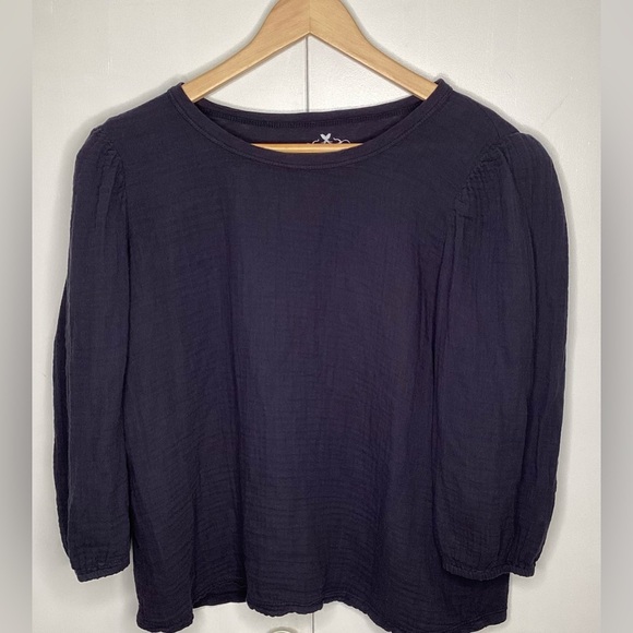 Velvet label long sleeve blue cotton top - Picture 1 of 11